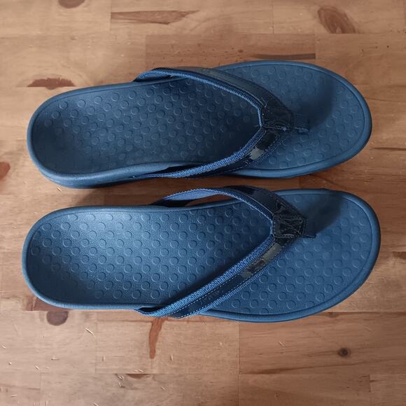 Vionic Tide Toe Post Women's Orthotic Sandals, Patent Leather Navy, Size US 11M - Picture 4 of 10